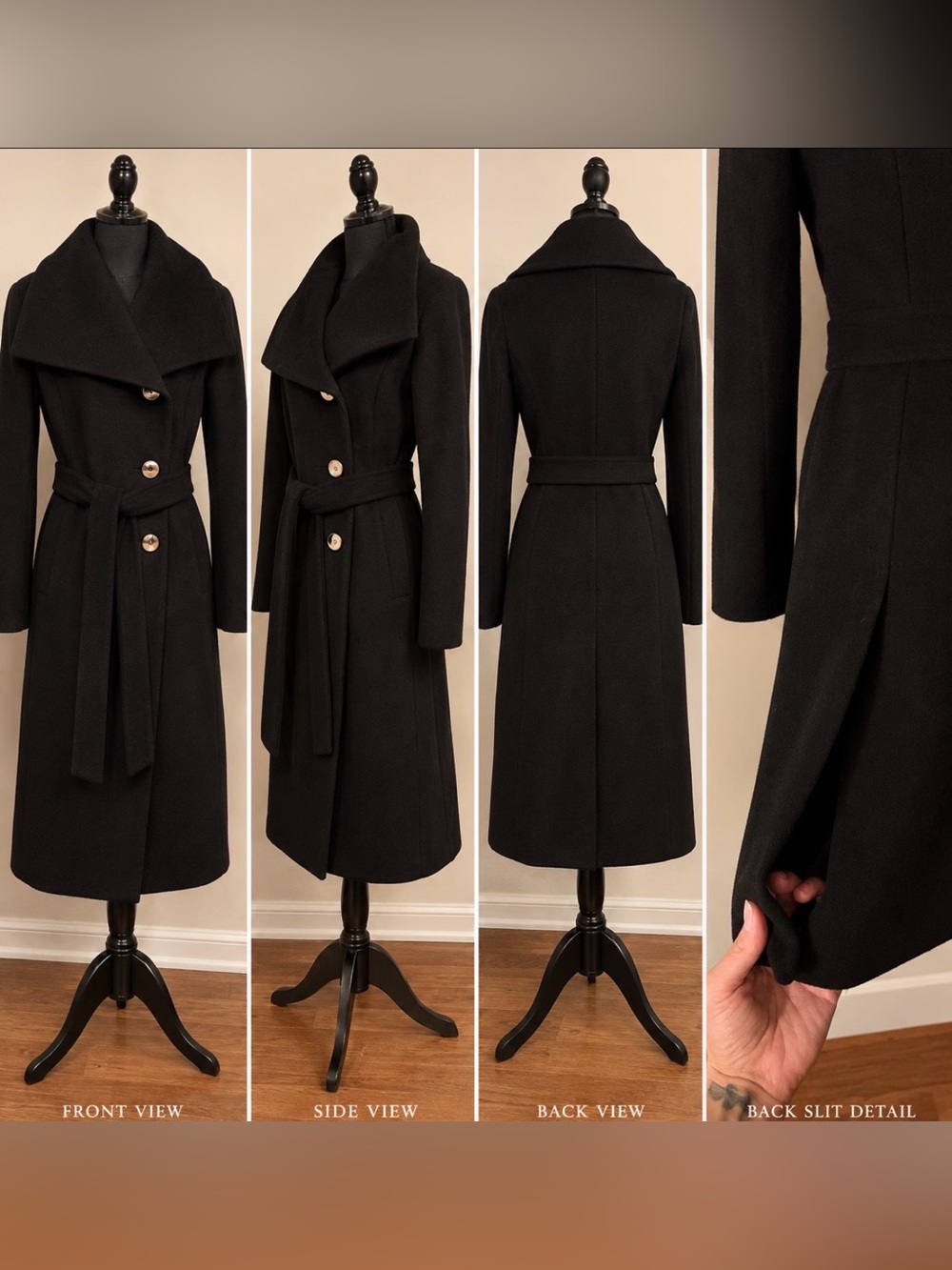 MICHAEL Michael Kors Black Wool Blend Belted Coat XXS